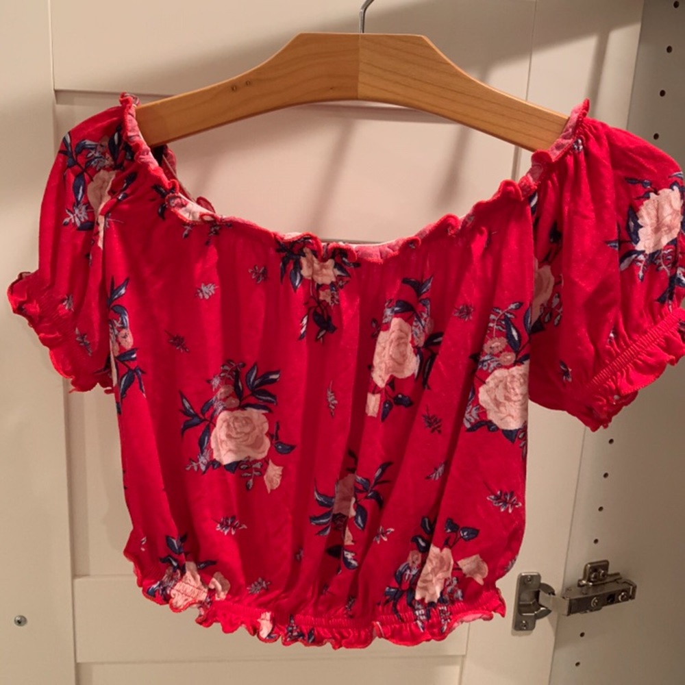 Bright red off the shoulder Crop Top